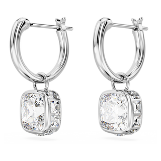 Orecchini pendenti Stilla, Taglio squadrato, Bianchi, Placcato rodio