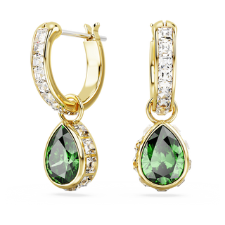 Orecchini pendenti Chroma, Taglio Pear, Verdi, Placcato color oro