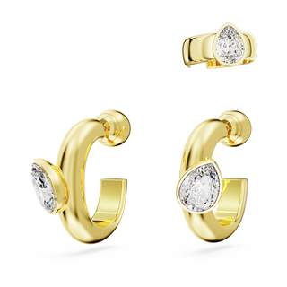 Orecchini a cerchio con ear cuff Imber, Set (3), Taglio Pear, Bianchi, Placcato color oro
