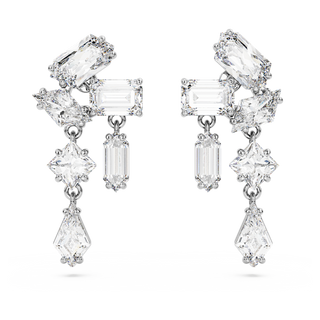 Orecchini pendenti Mesmera, Taglio misto, Bianchi, Placcato rodio