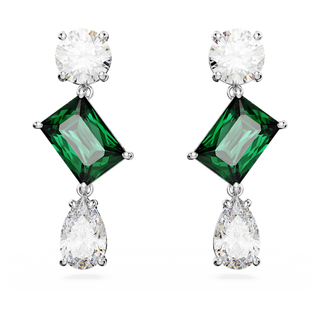 Orecchini pendenti Mesmera, Taglio misto, Verdi, Placcato rodio