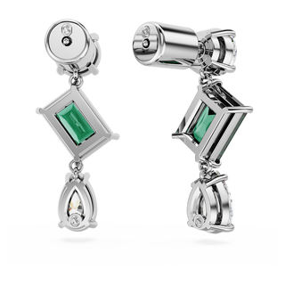 Orecchini pendenti Mesmera, Taglio misto, Verdi, Placcato rodio