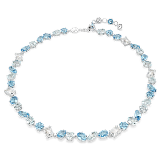 Collana Gema, Taglio misto, Blu, Placcato rodio