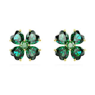Orecchini a lobo Idyllia, Quadrifoglio, Verdi, Placcato color oro