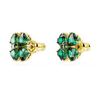 Orecchini a lobo Idyllia, Quadrifoglio, Verdi, Placcato color oro