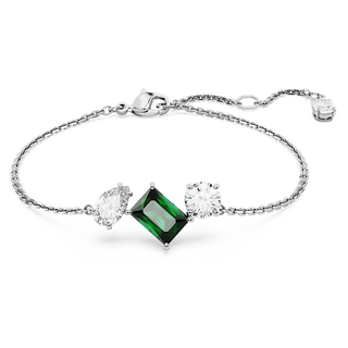 Braccialetto Mesmera, Taglio misto, Verde, Placcato rodio