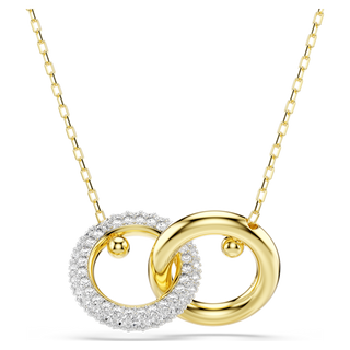 Pendente Dextera, Anello concatenato, Bianco, Placcato color oro