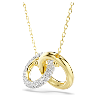 Pendente Dextera, Anello concatenato, Bianco, Placcato color oro