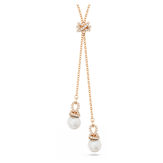 Pendente a Y Originally, Crystal Pearl, Bianco, Placcato color oro rosa
