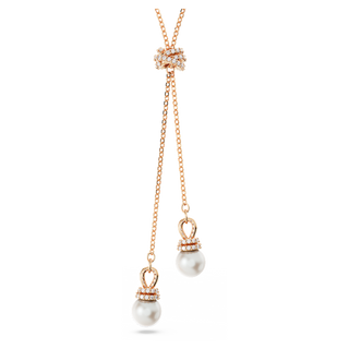 Pendente a Y Originally, Crystal Pearl, Bianco, Placcato color oro rosa