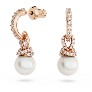 Orecchini pendenti Originally, Crystal Pearl, Bianchi, Placcato color oro rosa