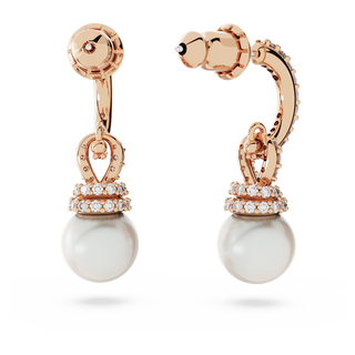 Orecchini pendenti Originally, Crystal Pearl, Bianchi, Placcato color oro rosa