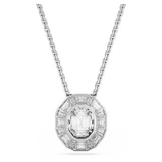 Pendente Mesmera, Taglio ottagonale, Piccolo, Bianco, Placcato rodio