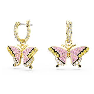 Orecchini pendenti Idyllia, Farfalla, Multicolore, Placcato color oro