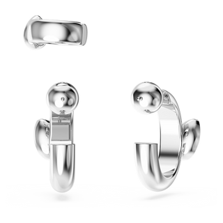 Orecchini a cerchio con ear cuff Imber, Set (3), Taglio Pear, Bianchi, Placcato rodio