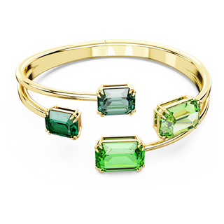 Bracciale rigido Millenia, Taglio ottagonale, Verde, Placcato color oro