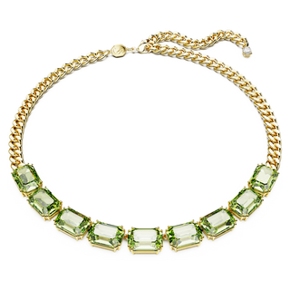 Collana Millenia, Taglio ottagonale, Verde, Placcato color oro