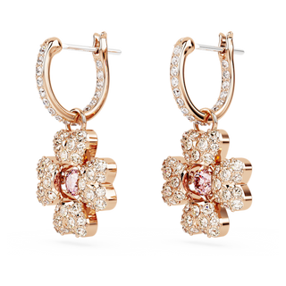 Orecchini pendenti Idyllia, Quadrifoglio, Bianchi, Placcato color oro rosa