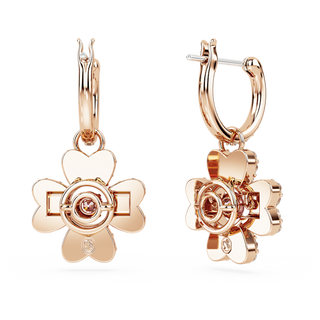 Orecchini pendenti Idyllia, Quadrifoglio, Bianchi, Placcato color oro rosa