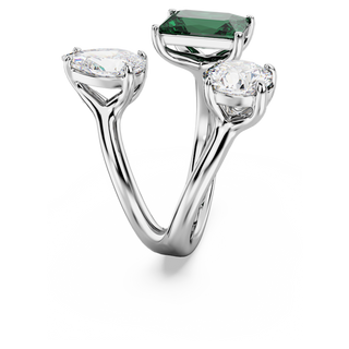 Anello aperto Mesmera, Taglio misto, Verde, Placcato color argento