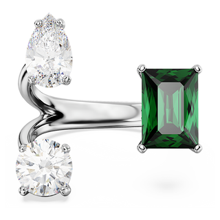 Anello aperto Mesmera, Taglio misto, Verde, Placcato color argento