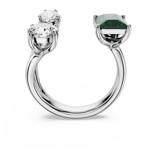 Anello aperto Mesmera, Taglio misto, Verde, Placcato color argento