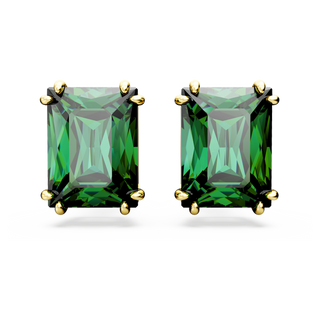 Orecchini a lobo Matrix, Taglio rettangolare, Verdi, Placcato color oro