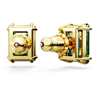 Orecchini a lobo Matrix, Taglio rettangolare, Verdi, Placcato color oro