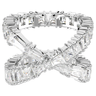 Anello Hyperbola, Infinito, Bianco, Placcato color argento