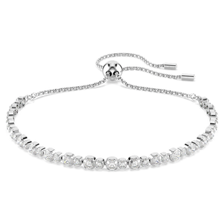 Bracciale Tennis Matrix, Tagli arrotondati misti, Bianco, Placcato rodio