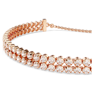 Bracciale Tennis Matrix, Taglio Round, Bianco, Placcato color oro rosa