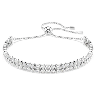 Bracciale Tennis Matrix, Taglio Round, Bianco, Placcato rodio