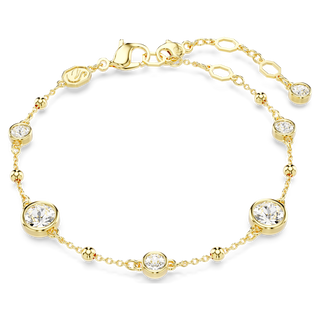 Braccialetto Imber, Taglio Round, Design sparpagliato, Bianco, Placcato color oro