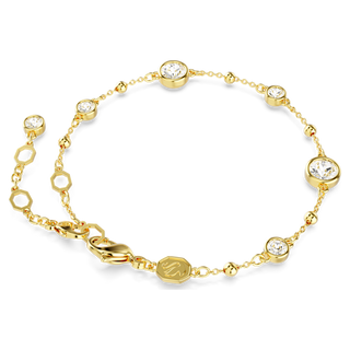 Braccialetto Imber, Taglio Round, Design sparpagliato, Bianco, Placcato color oro