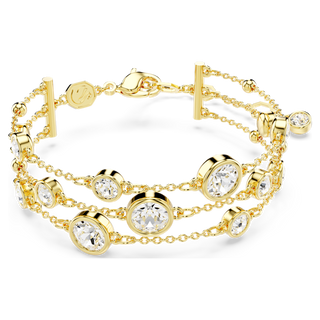 Bracciale Wide Imber, Taglio Round, Bianco, Placcato color oro