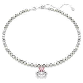 Pendente Idyllia, Taglio misto, Crystal Pearl, Conchiglia, Rosa, Placcato rodio