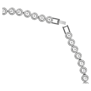 Collana Tennis Una Angelic, Taglio Round, Lunga, Bianca, Placcato rutenio