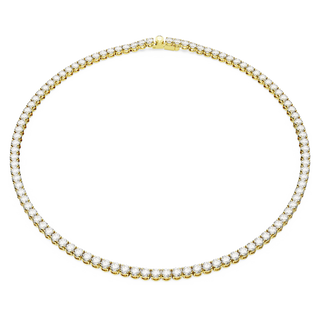 Collana Matrix Tennis, Taglio Round, Bianca, Placcato color oro