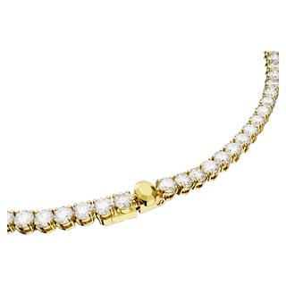 Collana Matrix Tennis, Taglio Round, Bianca, Placcato color oro