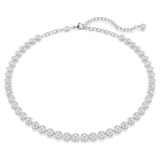 Collana Imber Tennis, Taglio Round, Bianca, Placcato rodio