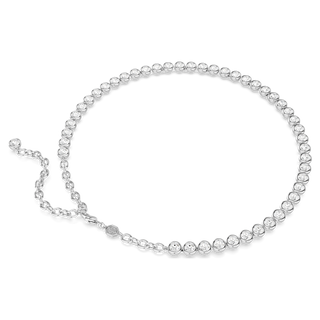 Collana Imber Tennis, Taglio Round, Bianca, Placcato rodio