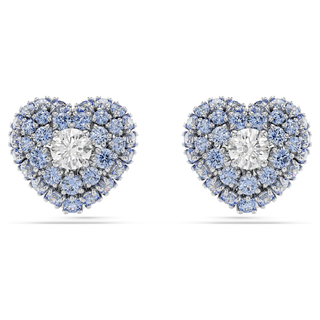 Orecchini a lobo Idyllia, Cuore, Blu, Placcato rodio