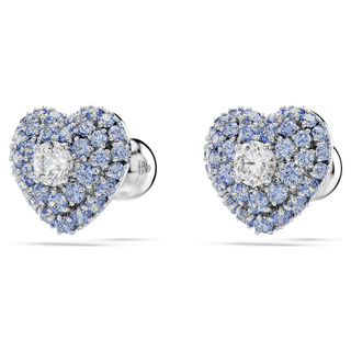 Orecchini a lobo Idyllia, Cuore, Blu, Placcato rodio