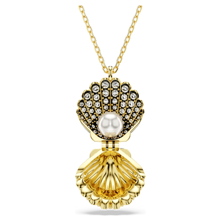 Pendente Idyllia, Crystal Pearl, Conchiglia, Bianco, Placcato color oro