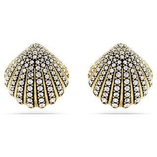 Orecchini a lobo Idyllia, Conchiglia, Bianchi, Placcato color oro