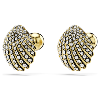 Orecchini a lobo Idyllia, Conchiglia, Bianchi, Placcato color oro