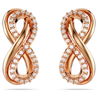 Orecchini a lobo Hyperbola, Infinito, Bianchi, Placcato color oro rosa