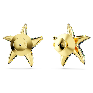 Orecchini a lobo Idyllia, Crystal Pearl, Stella marina, Piccoli, Multicolore, Placcato color oro