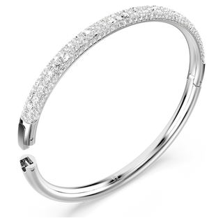 Bracciale rigido Sublima, Pavé a neve, Bianco, Placcato rodio