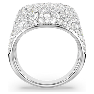 Anello cocktail Meteora, Bianco, Placcato rodio